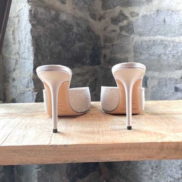 Jimmy Choo Crystal Embellished Satin Rav 100 Heeled Mules - Picture 5 of 10